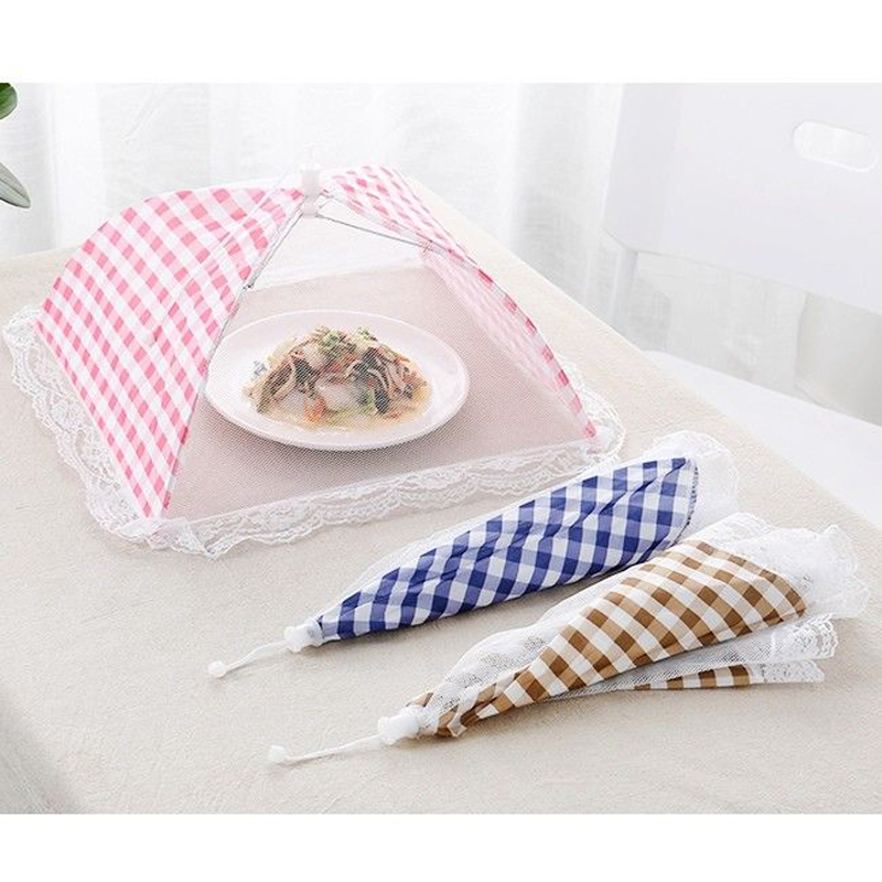 Folded food cover umbrella, transparent mesh food plate, kitchen utensils, dust cover, prevents dirt