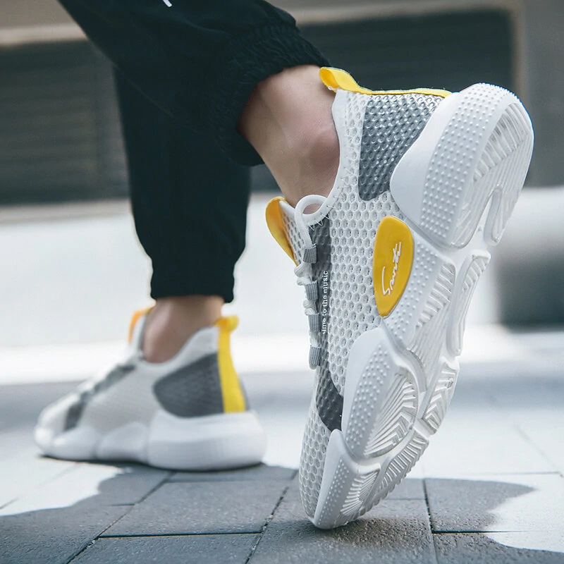 Men Colorblock Mesh Fabric Breathable Sport Casual Running Sneakers
