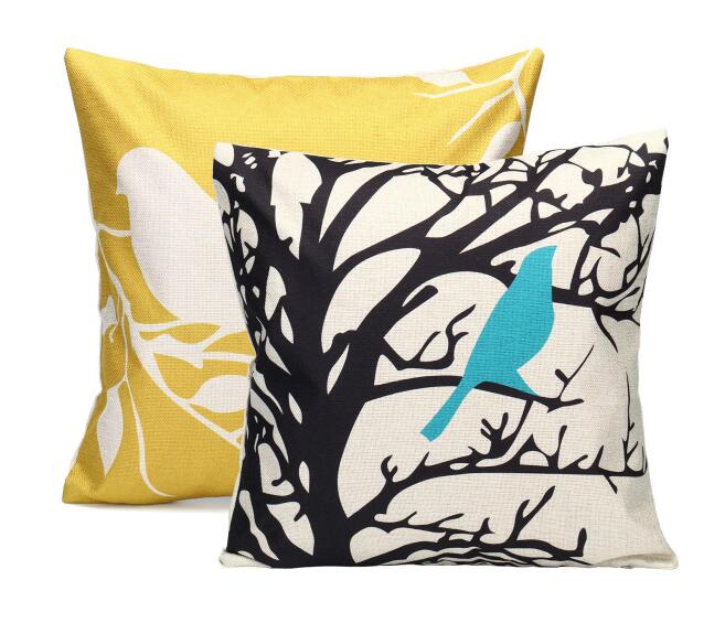 45x45cm Bird Square Pillow Case Cushion Cover Sofa Throw Home Bedroom Decor