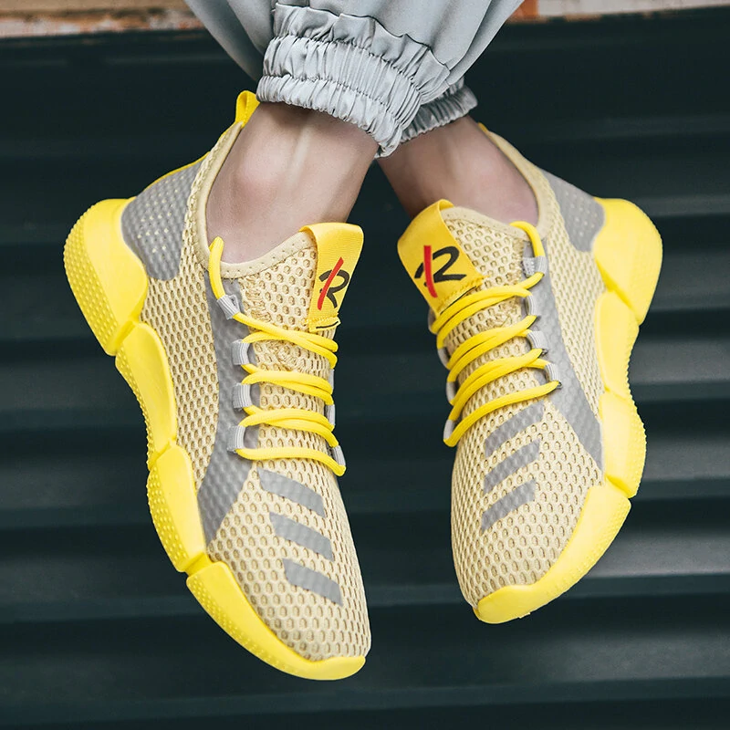 Men Colorblock Mesh Fabric Breathable Sport Casual Running Sneakers