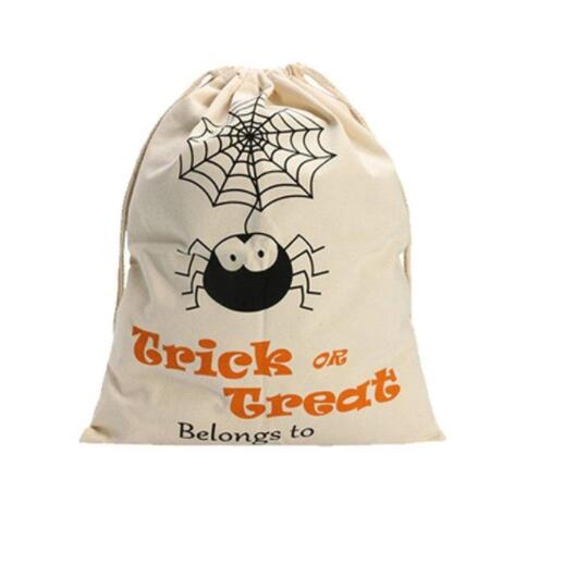 Halloween Pumpkin Canvas Bags Beam Port Drawstring Sack Candy Gift Bags