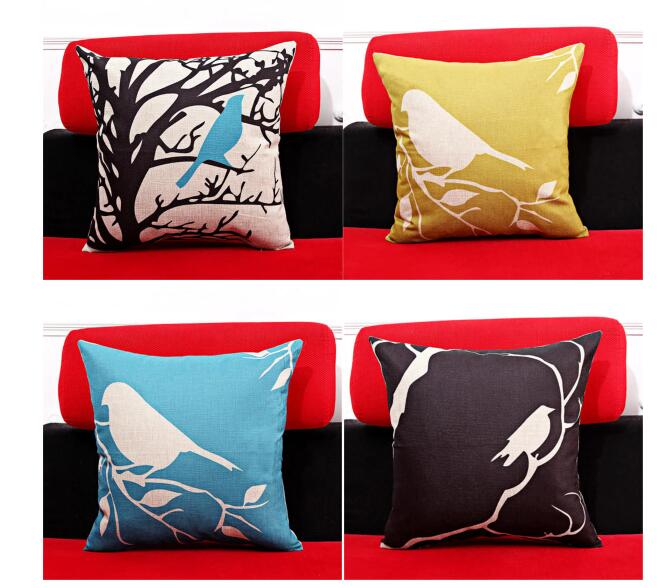 45x45cm Bird Square Pillow Case Cushion Cover Sofa Throw Home Bedroom Decor