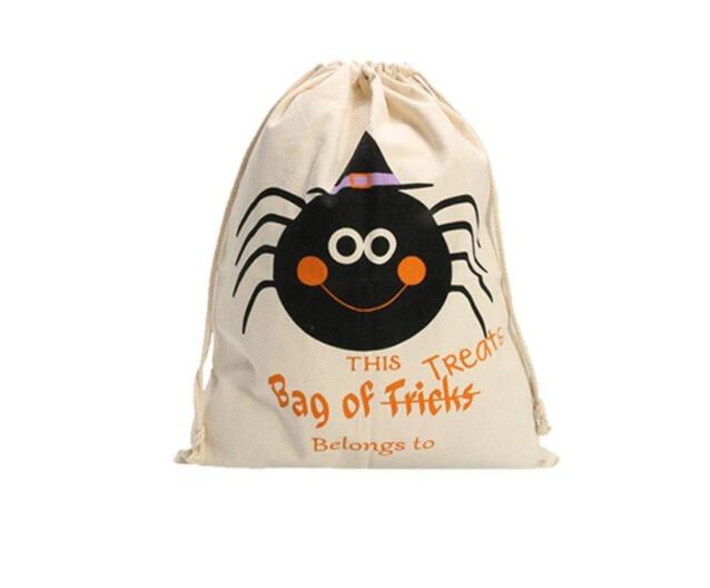 Halloween Pumpkin Canvas Bags Beam Port Drawstring Sack Candy Gift Bags