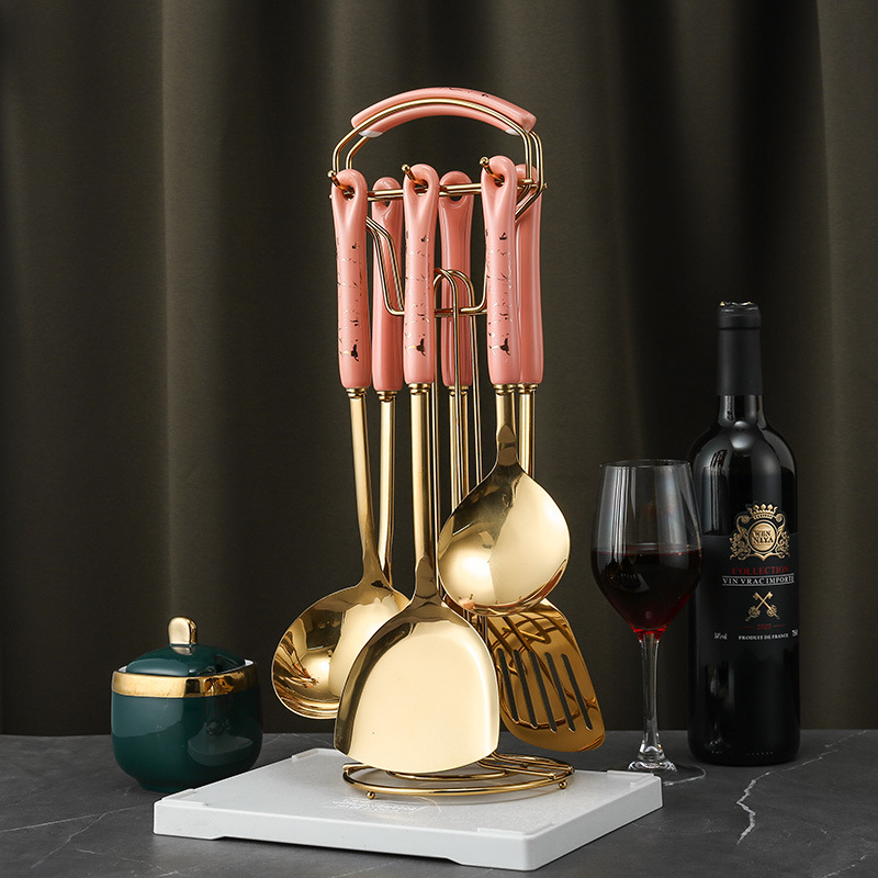 Luxury Kitchenware Set 7 pcs Nordic Style, Ceramic Handle, Stainless Steel, Kitchenware Accessories