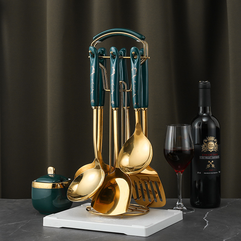 Luxury Kitchenware Set 7 pcs Nordic Style, Ceramic Handle, Stainless Steel, Kitchenware Accessories