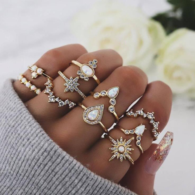 Knuckle Stacking Rings for Women Teen Girls,Boho Vintage Finger Rings Stackable Gold Silver Rings