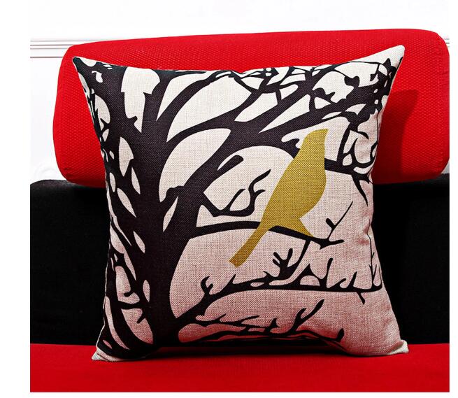45x45cm Bird Square Pillow Case Cushion Cover Sofa Throw Home Bedroom Decor