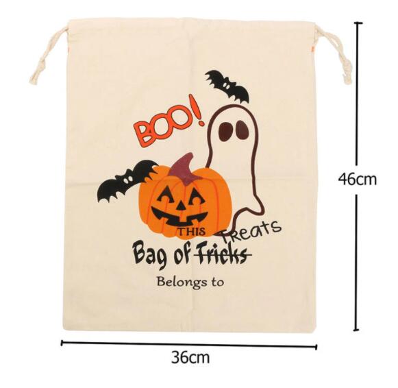 Halloween Pumpkin Canvas Bags Beam Port Drawstring Sack Candy Gift Bags