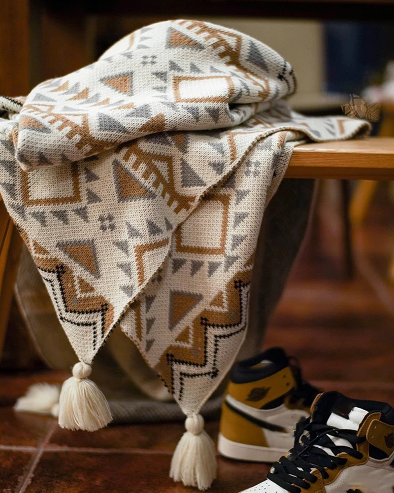 Soft Tassel Knitted Blankets Plaid Bohemian Tapestry Nap Blanket Autumn Winter Decor Sofa Cover