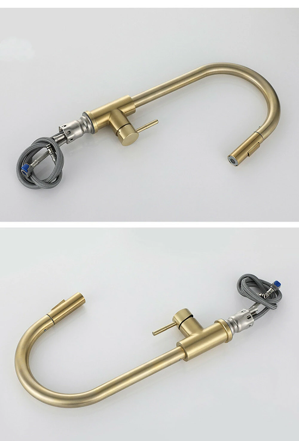 Gold Stainless Steel Kitchen Sink Faucets Mixer Smart Touch Sensor Pull Out Hot Cold Water