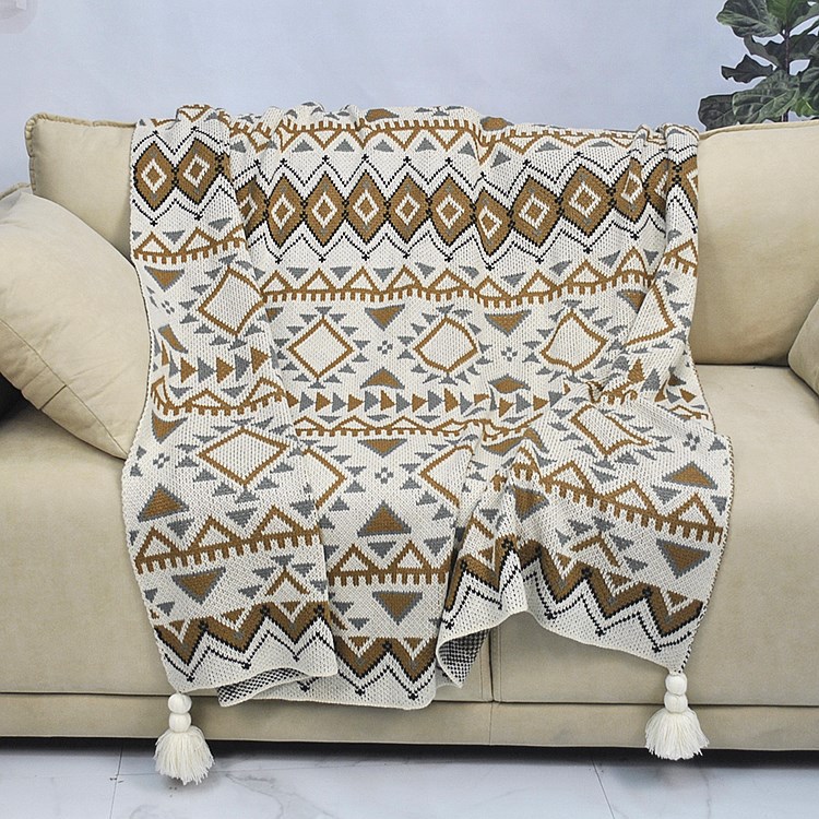Soft Tassel Knitted Blankets Plaid Bohemian Tapestry Nap Blanket Autumn Winter Decor Sofa Cover