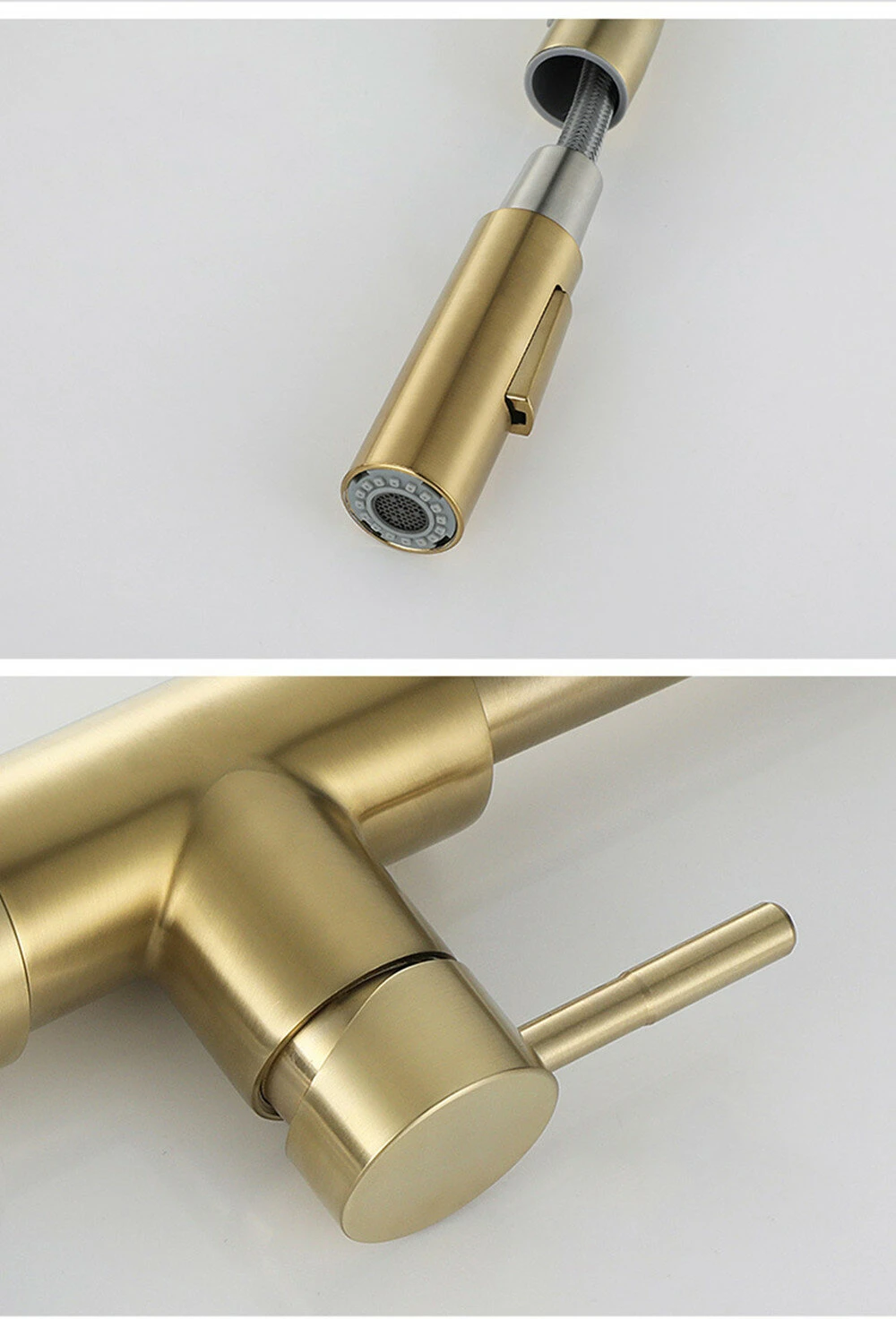 Gold Stainless Steel Kitchen Sink Faucets Mixer Smart Touch Sensor Pull Out Hot Cold Water
