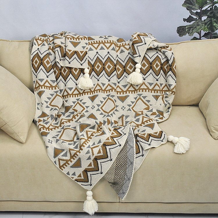 Soft Tassel Knitted Blankets Plaid Bohemian Tapestry Nap Blanket Autumn Winter Decor Sofa Cover