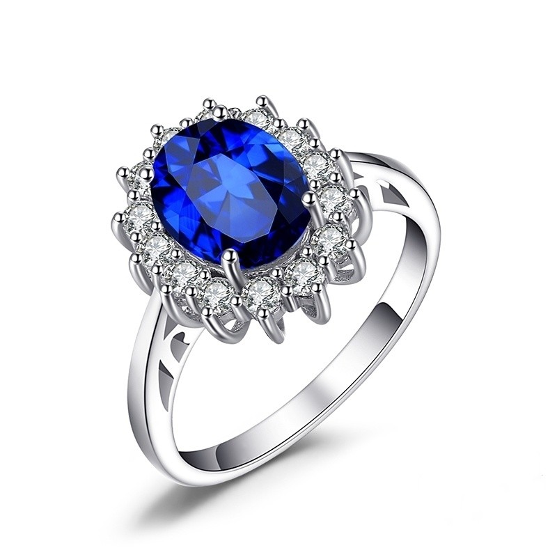 jewel inlay ring fashion jewelry, drill, blue color, sunflower, ring shape, women, wedding