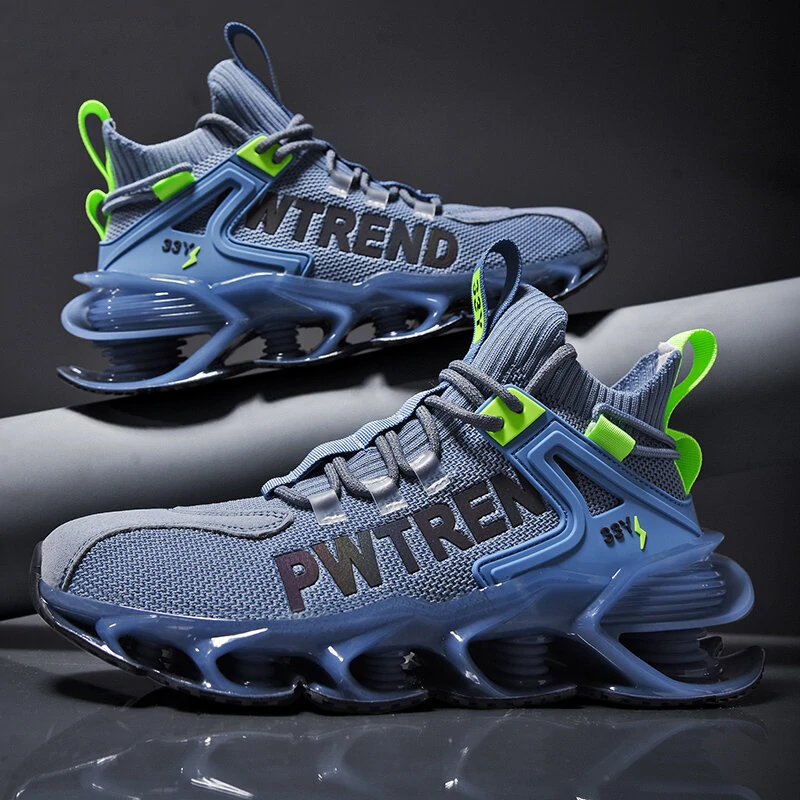 Men Breathable Fabric Soft Blade Sole Non Slip Comfy Reflect Casual Sports Shoes