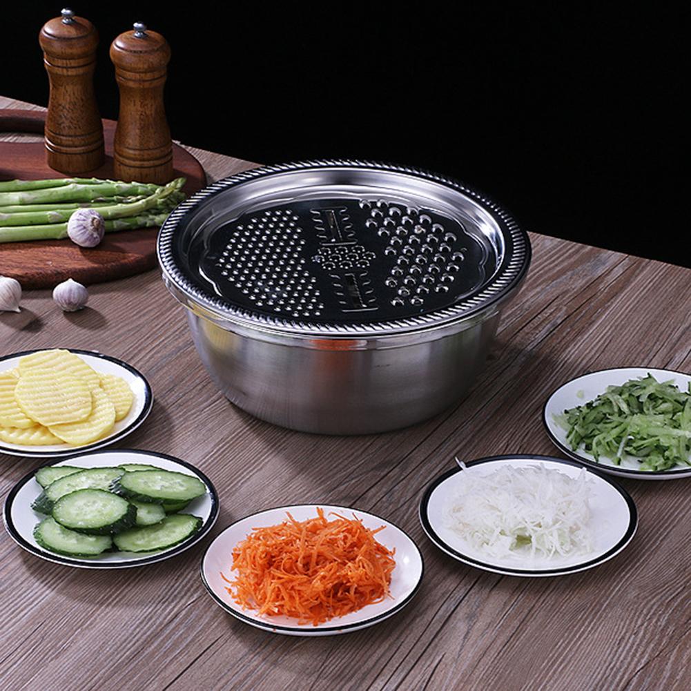 Multifunctional 3-piece graters, drain grater, salad bowl, fruit and vegetable cutter, kitchen tools