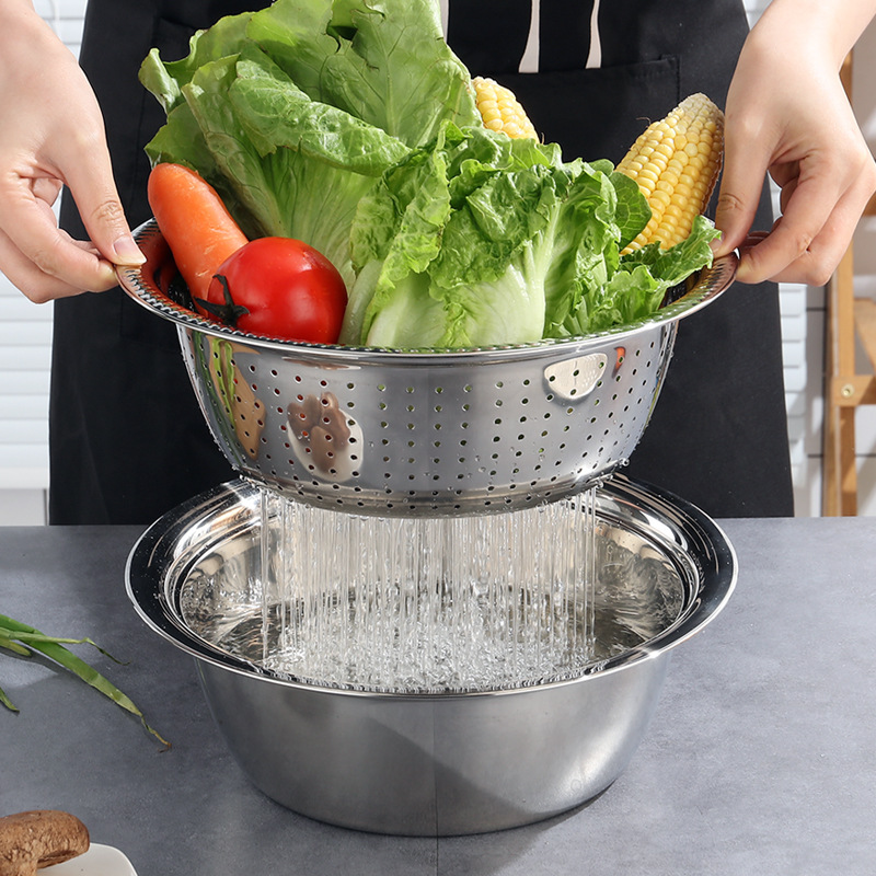 Multifunctional 3-piece graters, drain grater, salad bowl, fruit and vegetable cutter, kitchen tools