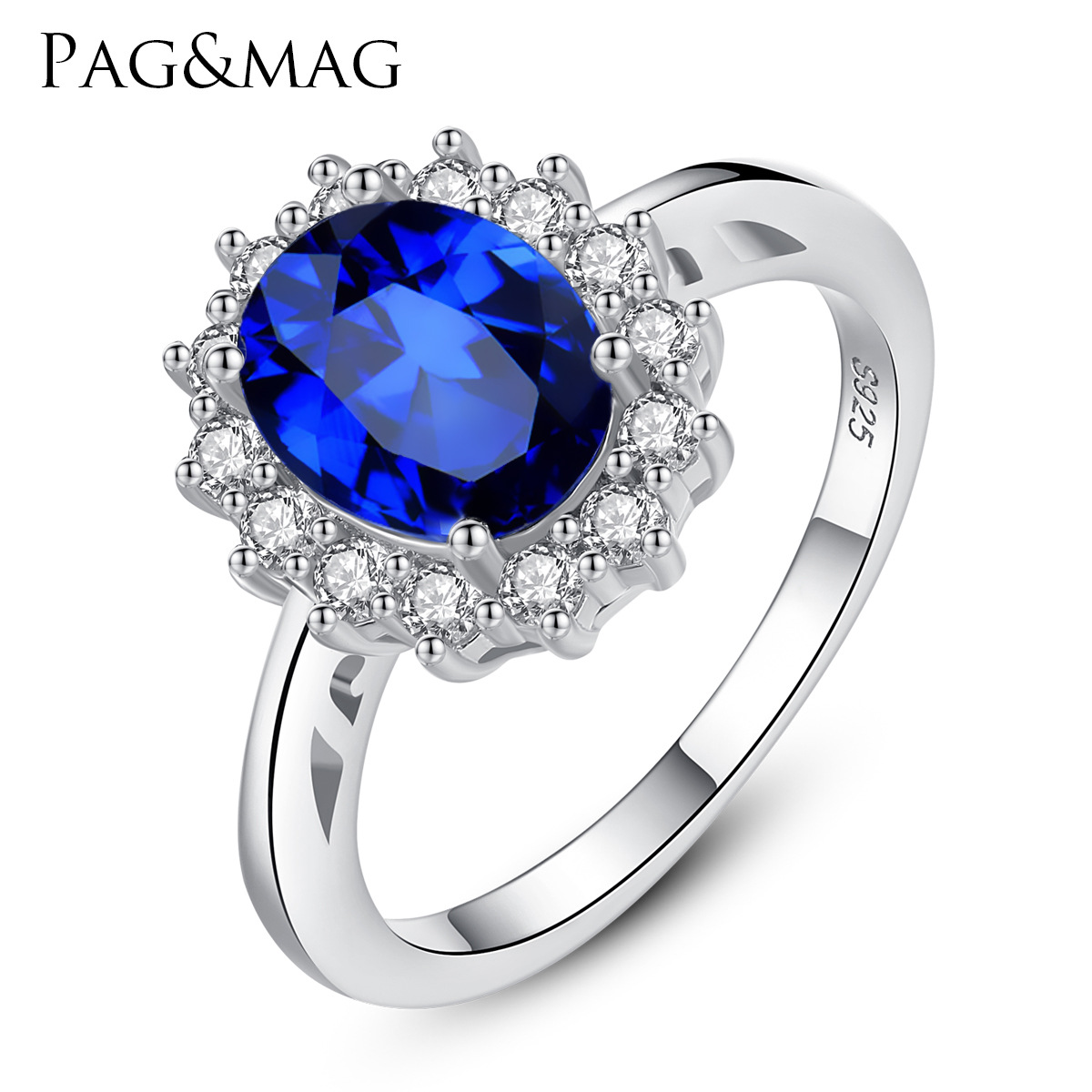S925 sterling silver ring Diana Gemstone Ring Fashion Jewelry Diamond Blue Sunflower Women's Wedding
