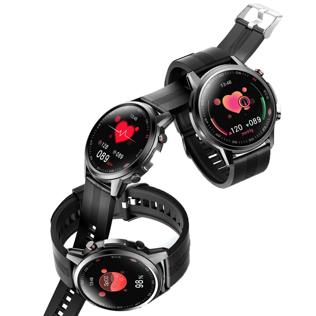 Touchable Measurement Temperature Heart Rate Blood Pressure Oxygen Monitor IP67 BT5.0 Smart Watch