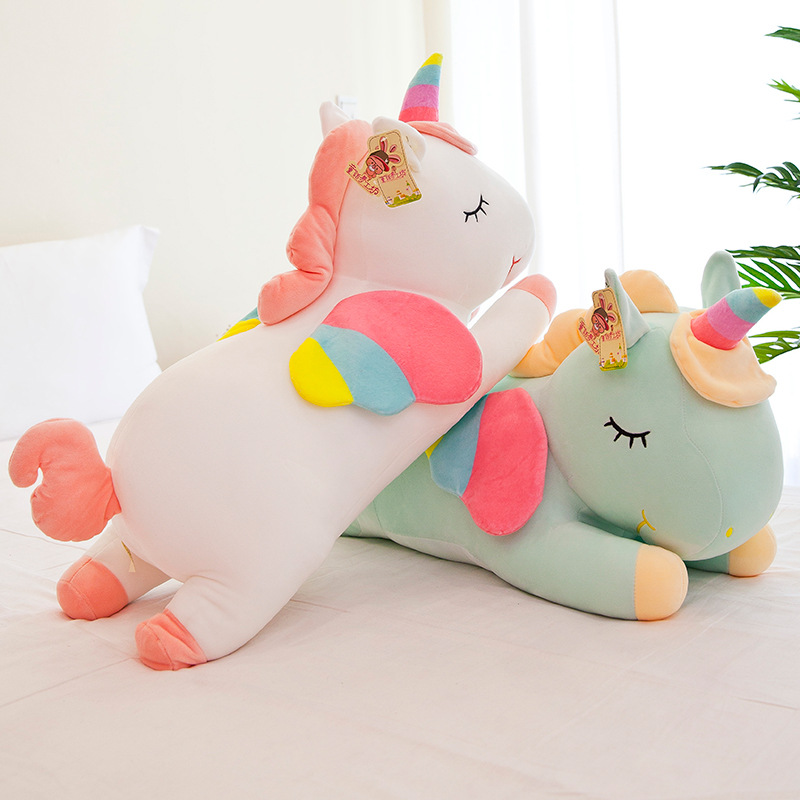 Plush Unicorn Toys Soft Unicorn Doll Pillow with Rainbow Horn Wings Valentine's Day Gifts for Girls