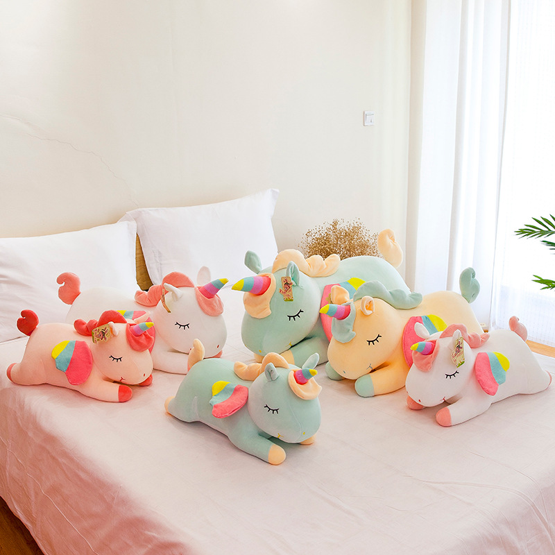 Plush Unicorn Toys Soft Unicorn Doll Pillow with Rainbow Horn Wings Valentine's Day Gifts for Girls