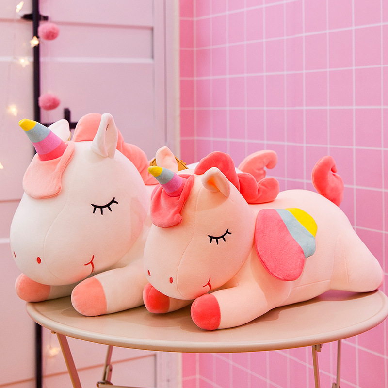 Plush Unicorn Toys Soft Unicorn Doll Pillow with Rainbow Horn Wings Valentine's Day Gifts for Girls