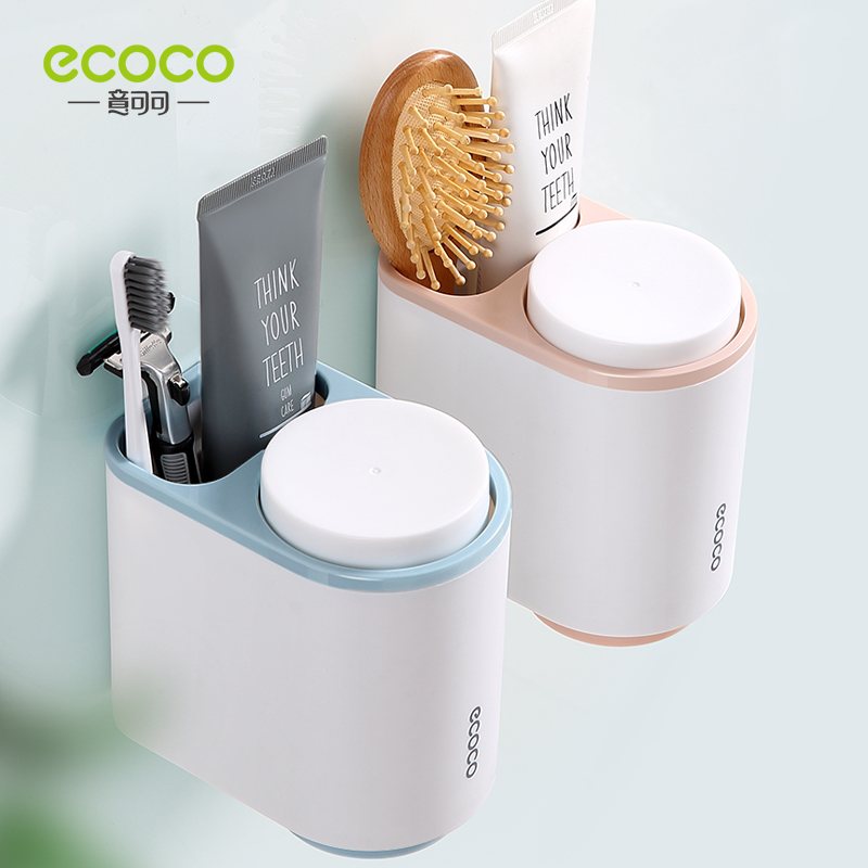 Ecoco wall toothpaste holder, magnetic toothbrush holder, bathroom items organizer and storage
