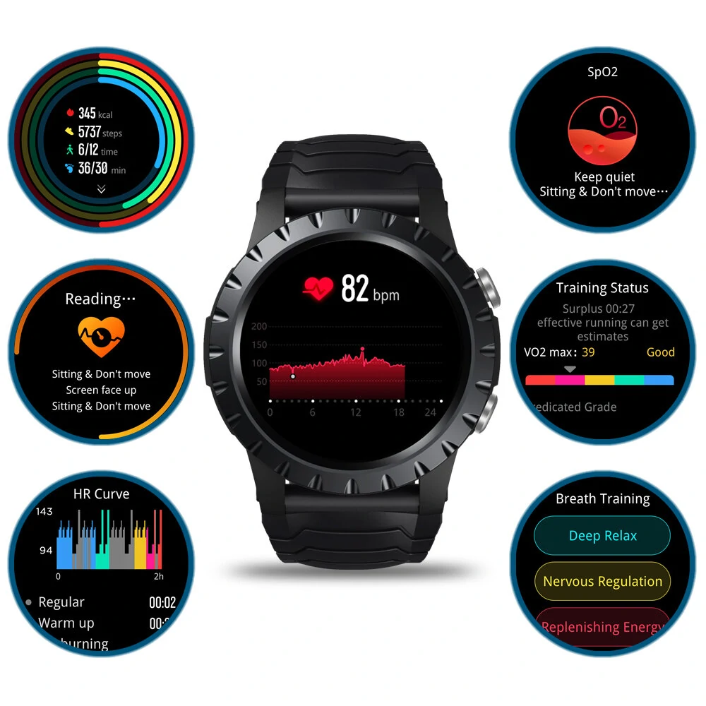 HR SpO2 VO2Max Monitor 120 Sports Modes 25 Days Standby 5ATM Waterproof Outdoor Smart Watch