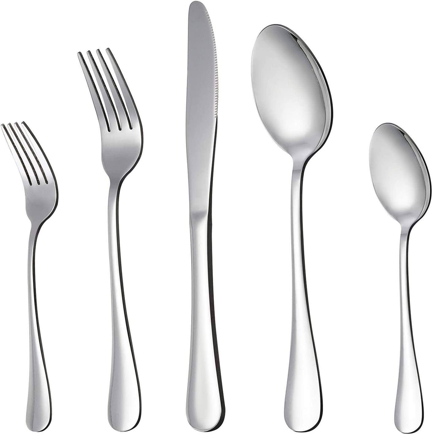 Stainless steel cutlery set for 4 people, including knife, fork and spoon, mirror polished
