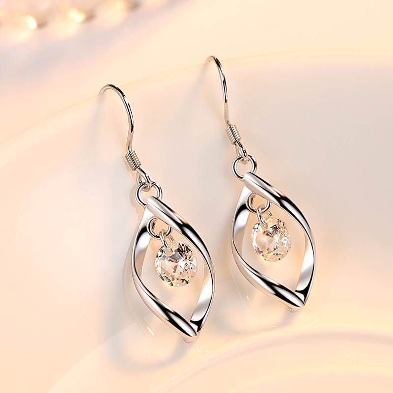 925 Sterling Silver Jewelry Ladies Earrings Vintage Earrings Long Tassel Cubic Zirconia Pop Hook