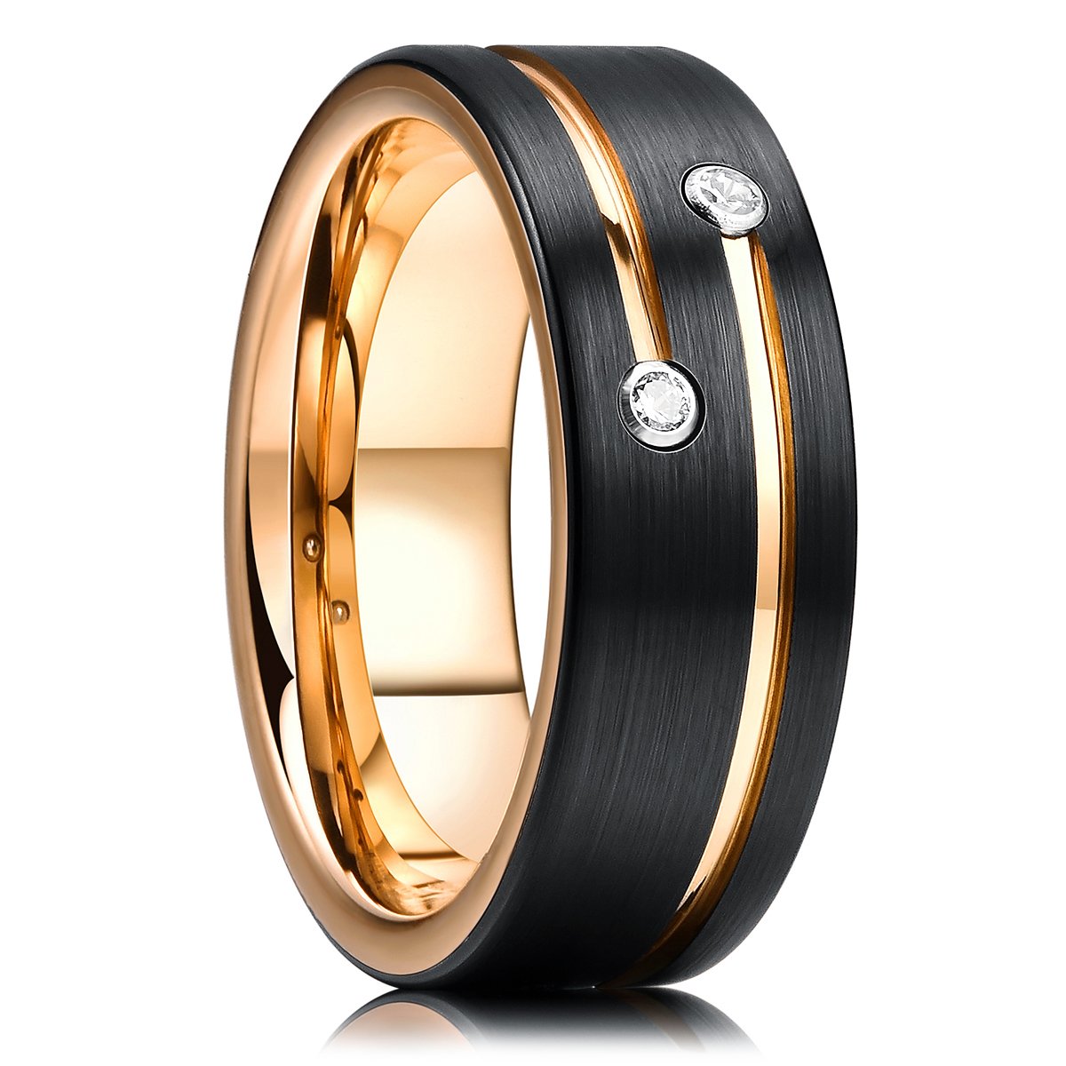 Fashion Gold Beveled Tungsten Wedding Ring For Men Black Brushed Steel Engagement Ring Male