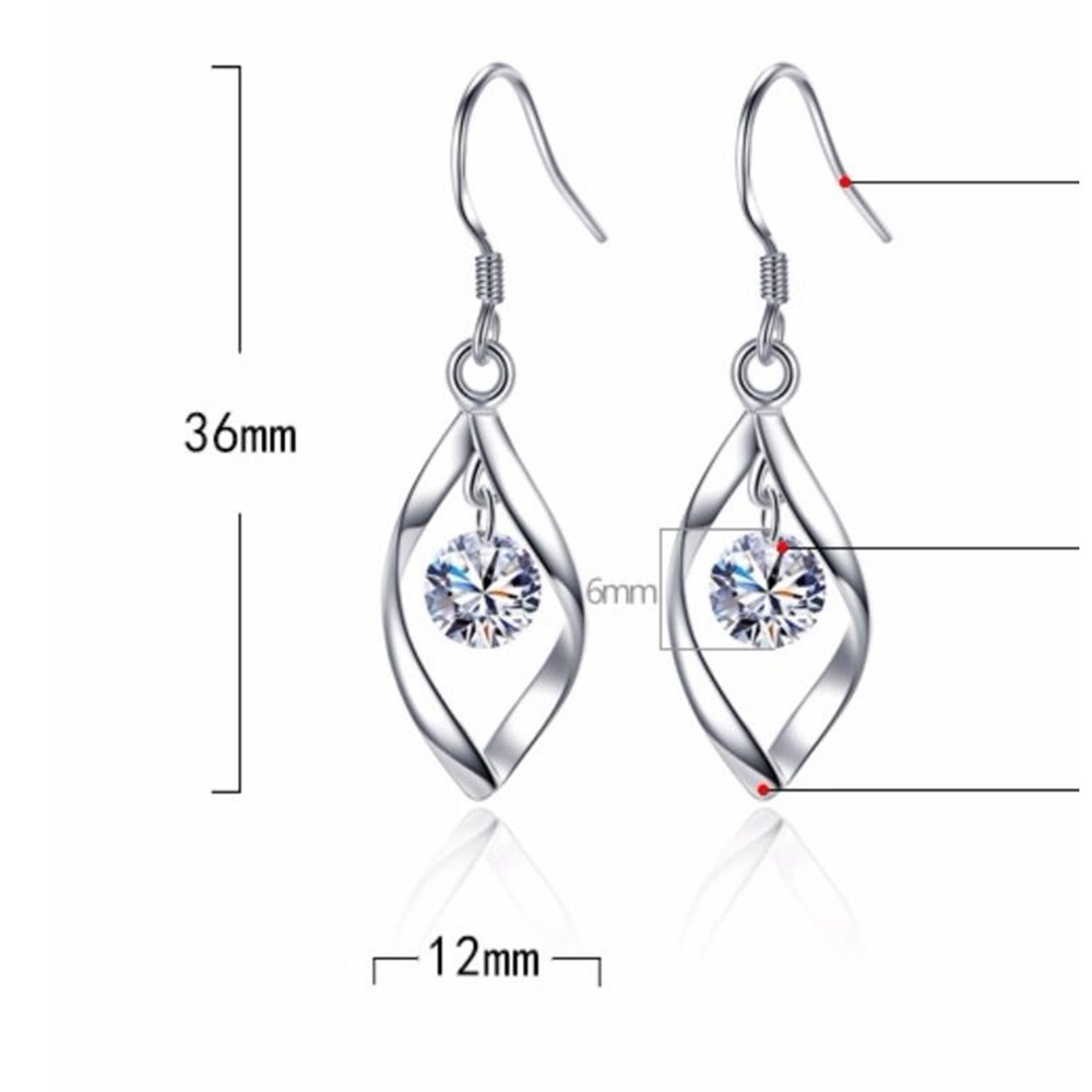 925 Sterling Silver Jewelry Ladies Earrings Vintage Earrings Long Tassel Cubic Zirconia Pop Hook