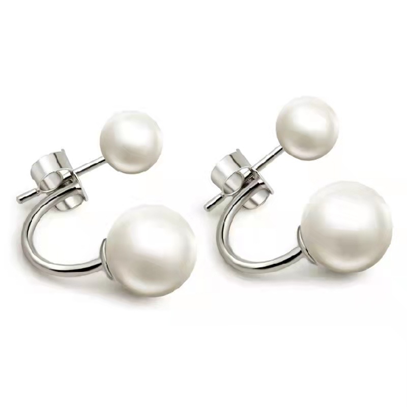 925 sterling silver earrings female double beads bead fashion crescent earrings jewelry