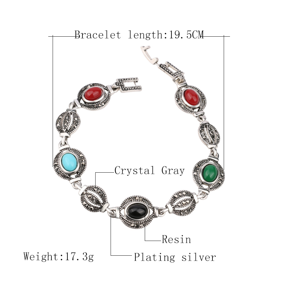 Oval watermelon alloy, tibet silver, bracelet lines for women ly0033, fine jewelry