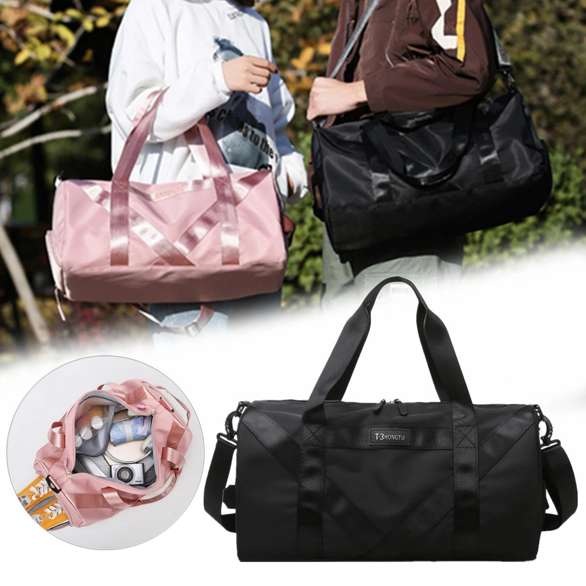 Waterproof Dry Wet Separation Fitness Yoga Bag Sports Gym Handbag Duffle Shoulder Bag