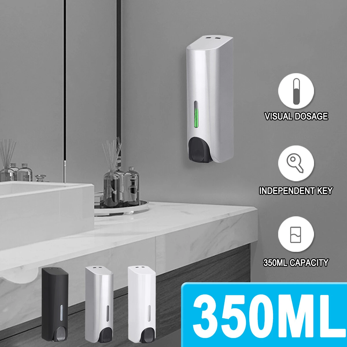 Soap Dispenser Wall mount Shower Bath Shampoo Dispenser Liquid Soap Container Bathroom Accessories