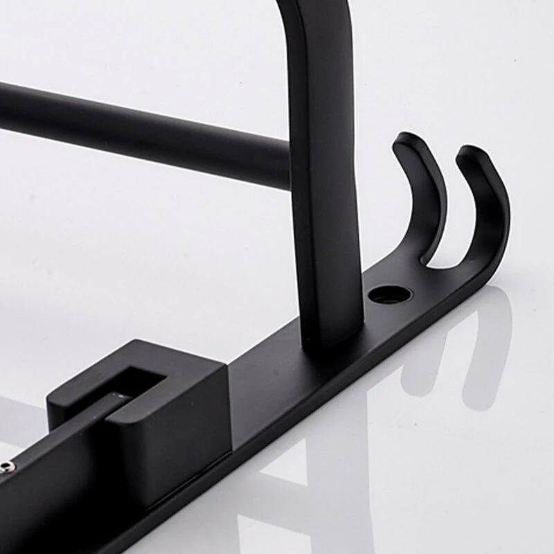 Black wall-mounted rust-proof and stable towel rack, easy to install bathroom shelf