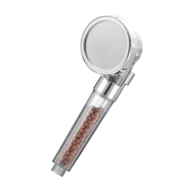 Bathroom Shower Head Handheld Adjustable Negative Ion SPA Pressurize Filter - Transparency + Brass