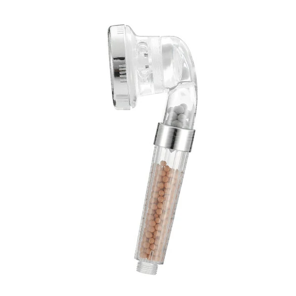 Bathroom Shower Head Handheld Adjustable Negative Ion SPA Pressurize Filter - Transparency + Brass