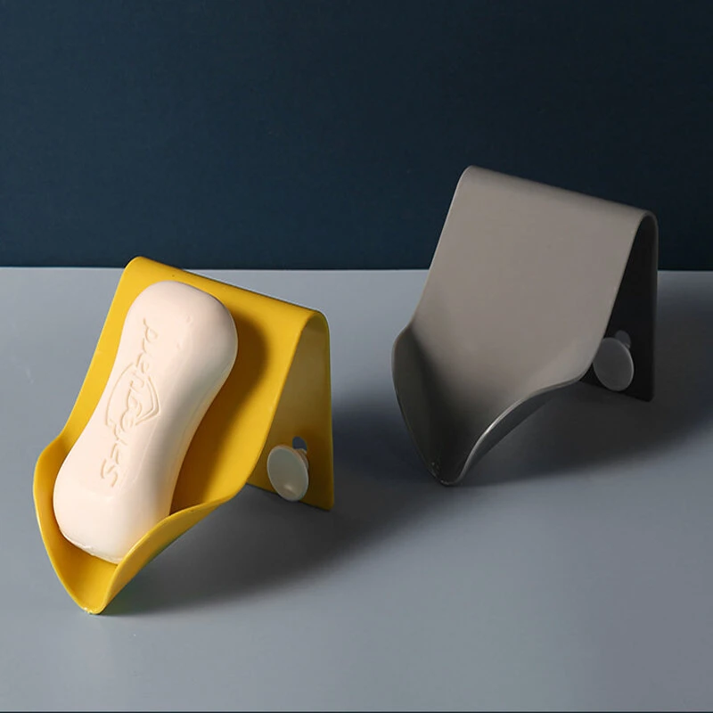 Wall-mounted soap dish plastic self-adhesive shaped soap tray rack container bathroom accessories