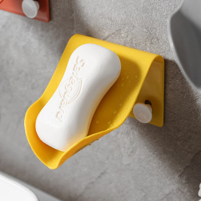 Wall-mounted soap dish plastic self-adhesive shaped soap tray rack container bathroom accessories