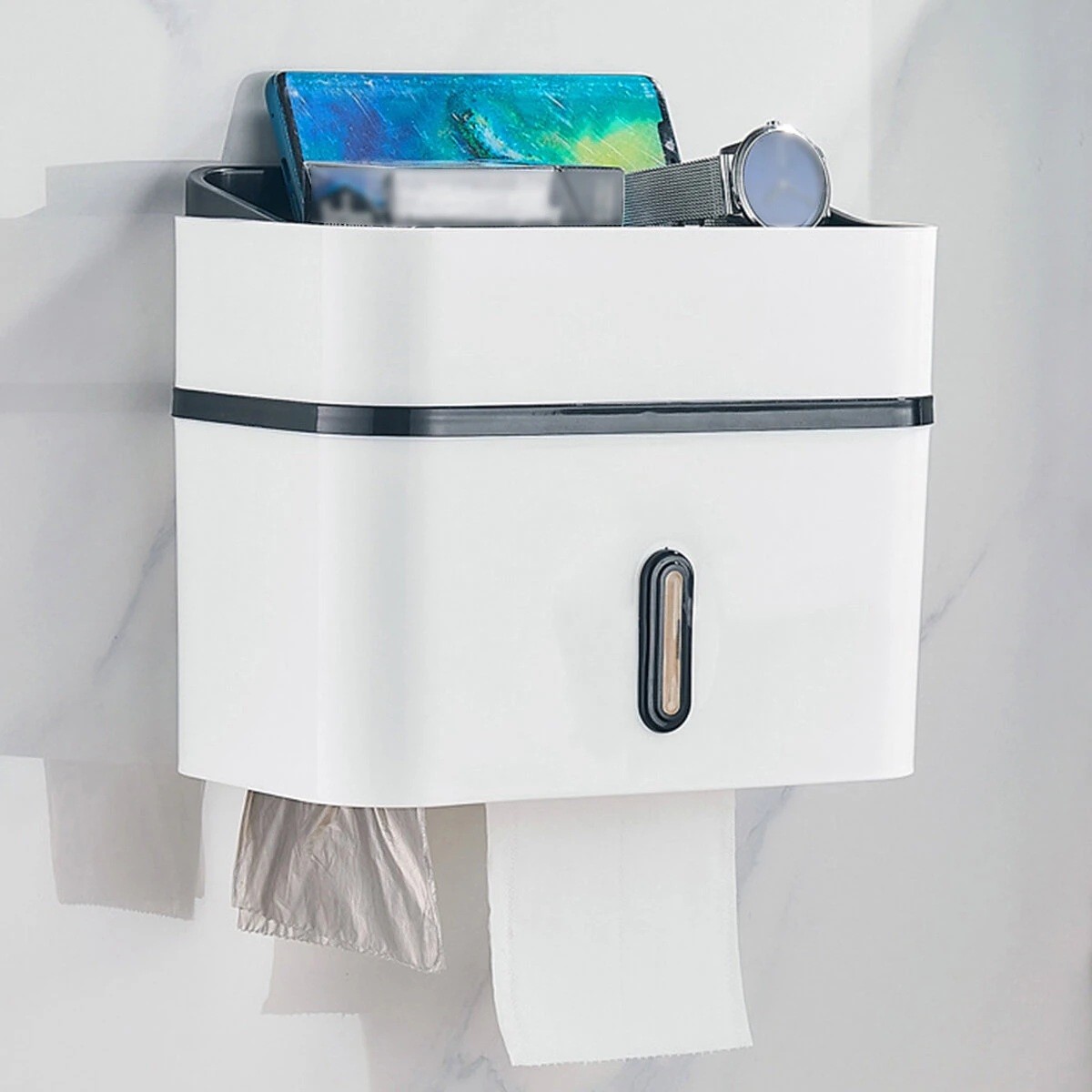 Bathroom Tissue Hand Paper Dispenser Holder Wall Mounted Tissue Box Not Drill - 2 Layers