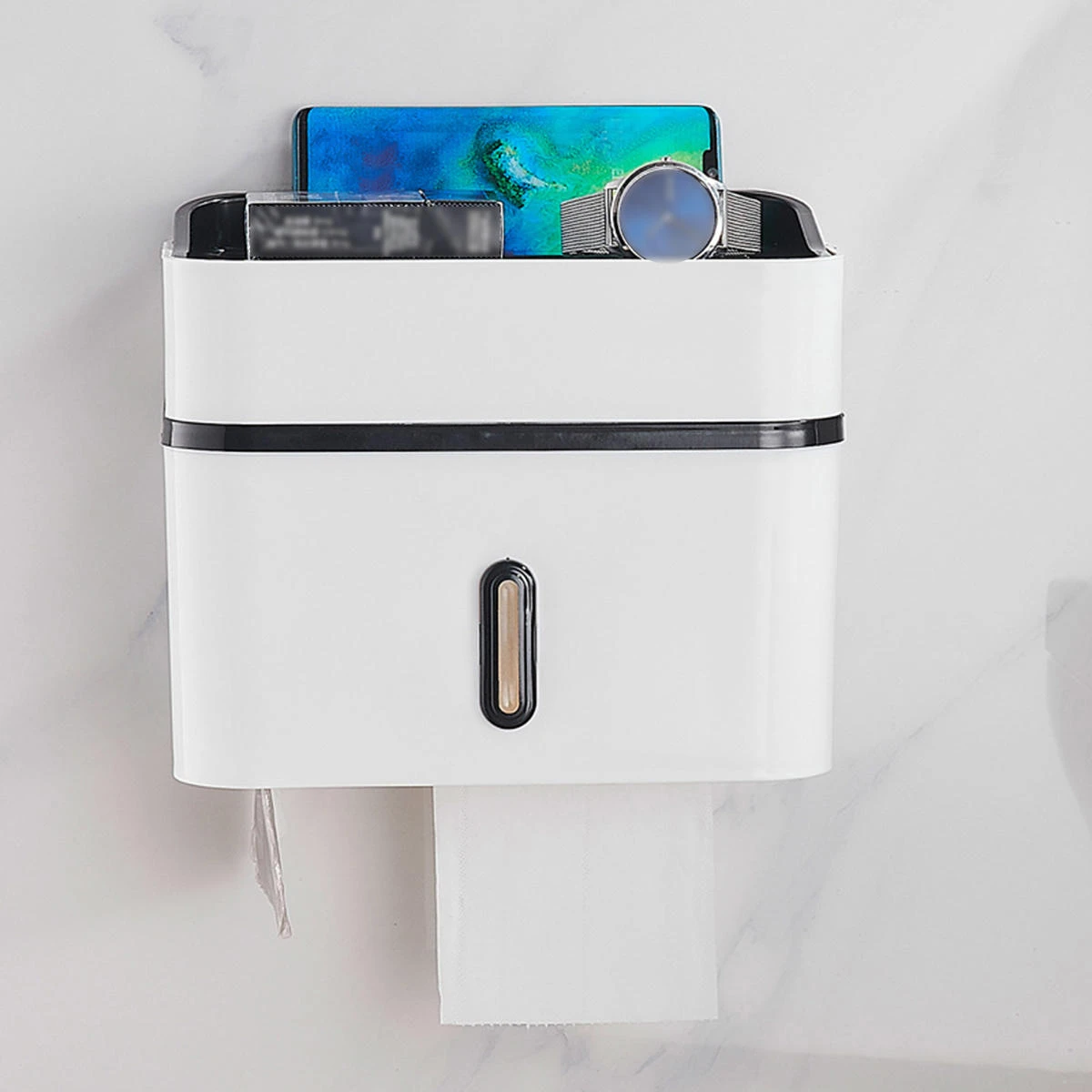 Bathroom Tissue Hand Paper Dispenser Holder Wall Mounted Tissue Box Not Drill - 2 Layers