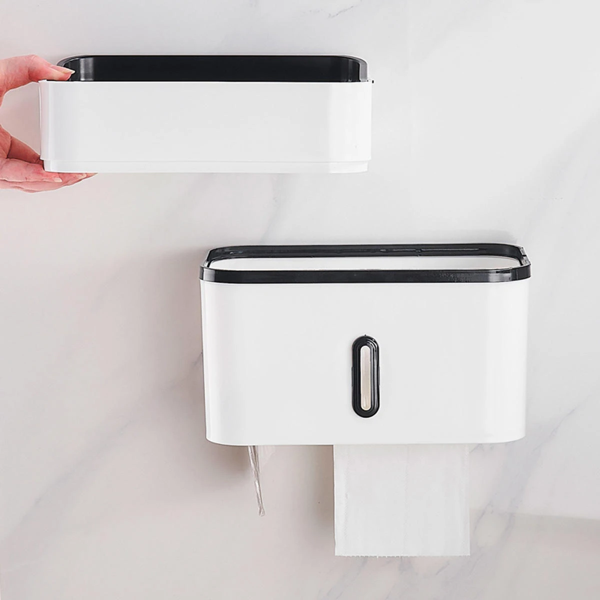 Bathroom Tissue Hand Paper Dispenser Holder Wall Mounted Tissue Box Not Drill - 2 Layers