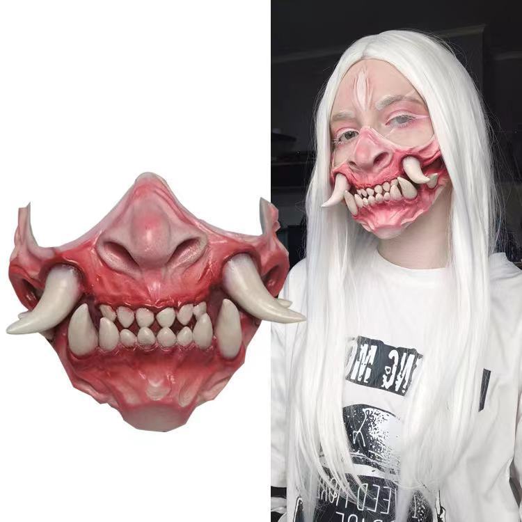 Latex Horror Teeth Half Mask Halloween Mask Demon Mask Scary Cosplay Props