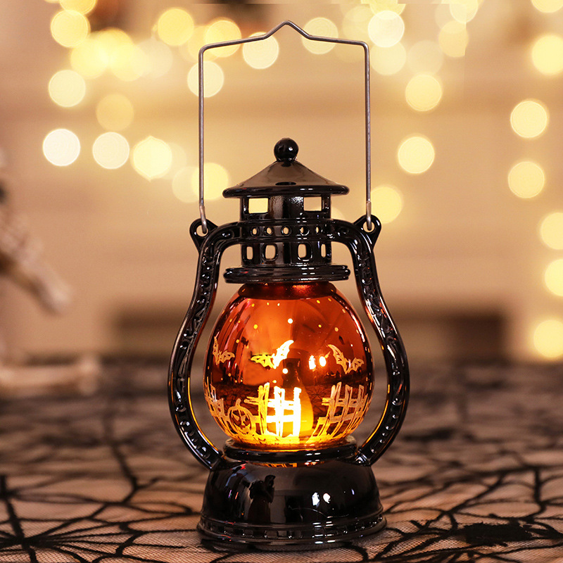 Halloween Retro Electroplating Small Oil Lamp Wind Light Dazzling Toys for Home Bar School