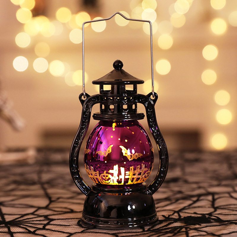 Halloween Retro Electroplating Small Oil Lamp Wind Light Dazzling Toys for Home Bar School
