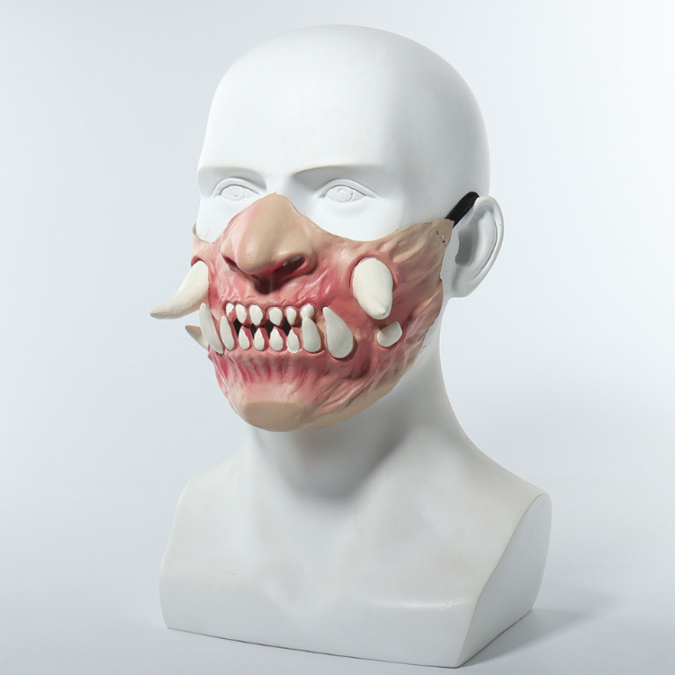 Latex Horror Teeth Half Mask Halloween Mask Demon Mask Scary Cosplay Props