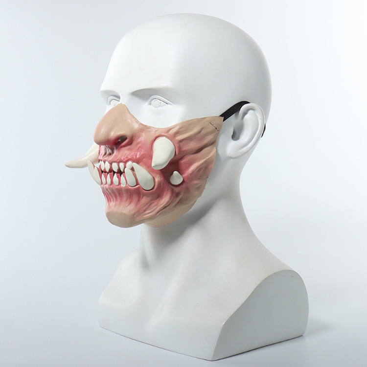 Latex Horror Teeth Half Mask Halloween Mask Demon Mask Scary Cosplay Props