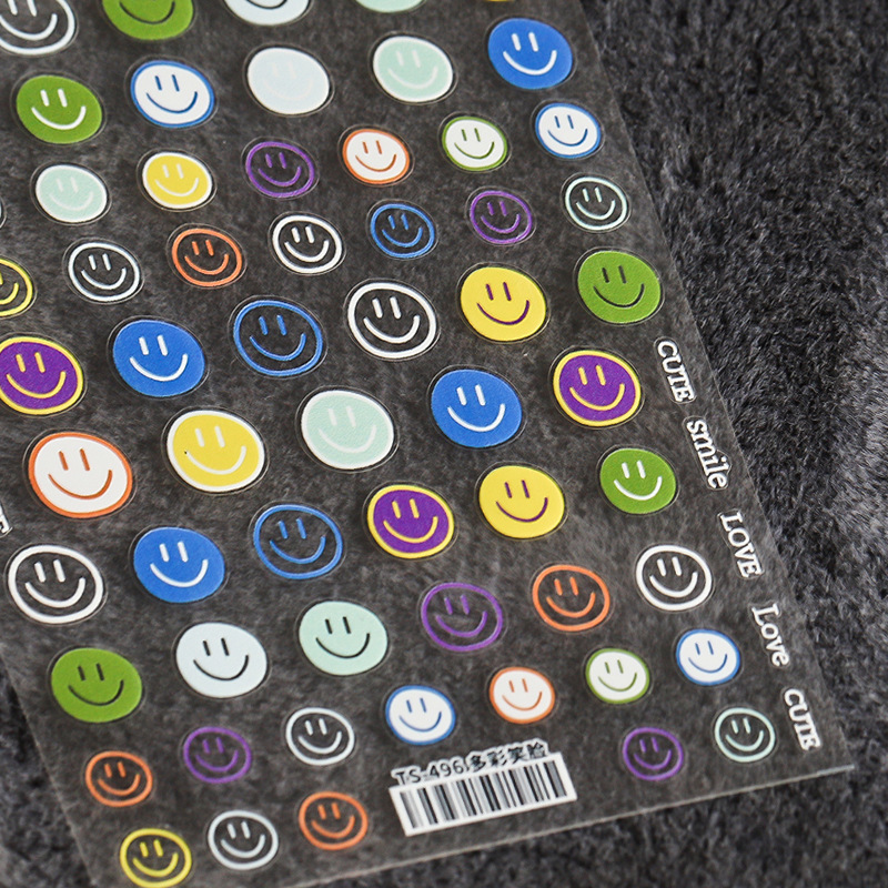 Premium Nail Art Stickers Colored Smiley Face Nail Decoration Nail Art In Stickers&Decals